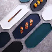 

Hotsell Modern Matte Black And Blue porcelain long and short plate for Wholesale