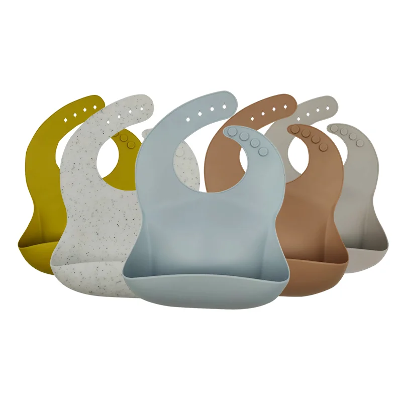 

BPA Free Waterproof Silicone Baby Bib With Food Catcher Baby Silicone Baby Bibs Children Adjustable Different Styles of Bibs, Burlywood, light gray, yellow,walnut color ,beige