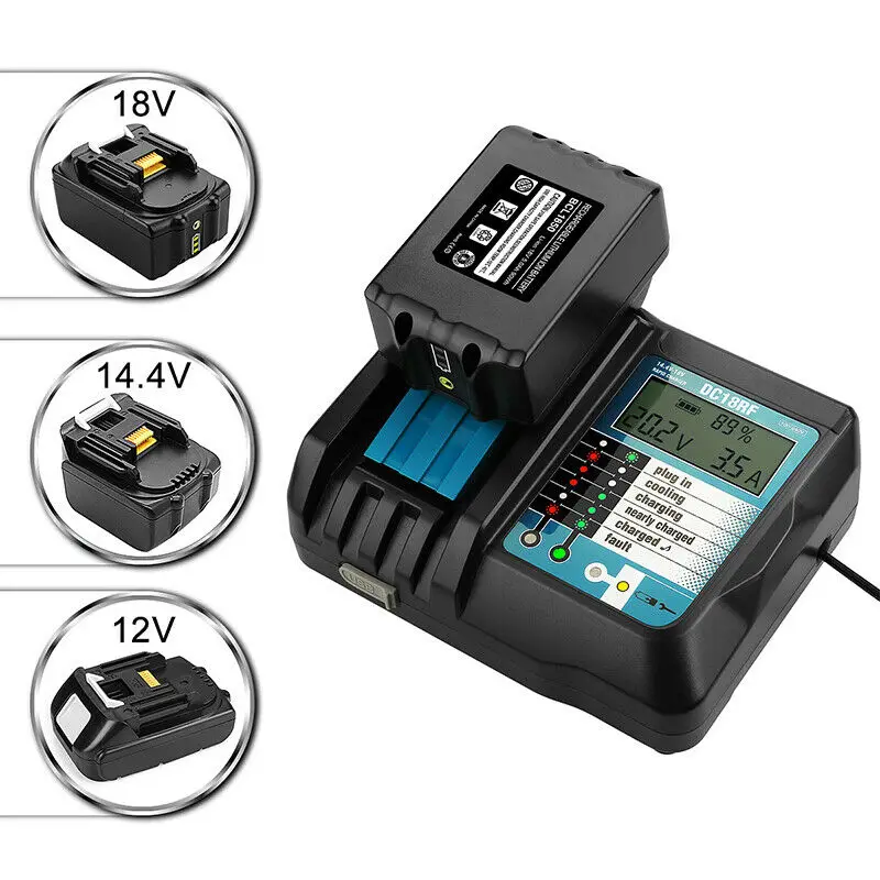 

Makita charger DC18RF for Makita 18V lithium ion battery BL1840 BL1850 BL1860 LXT400 power tools battery charger DC18RC with LCD