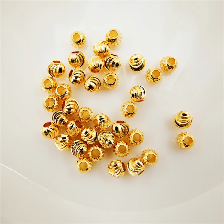 

Striated bead cover brass 18k gold filled wholesale jewelry accessories separate beads for jewelry making