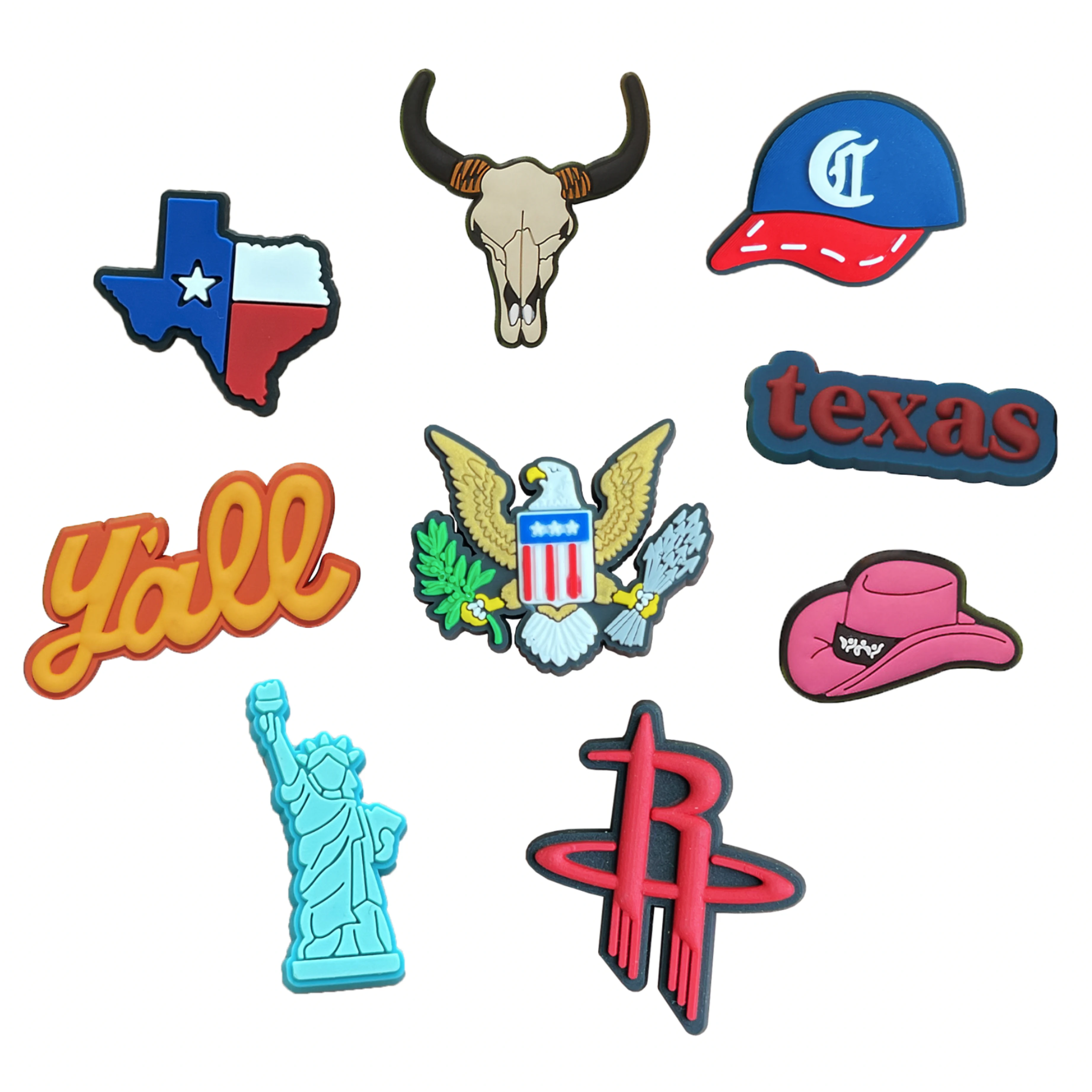 

Wholesale croc charms new Design TEXAS shoe charms shoe Decorations pvc for sandal kid gift, Pic