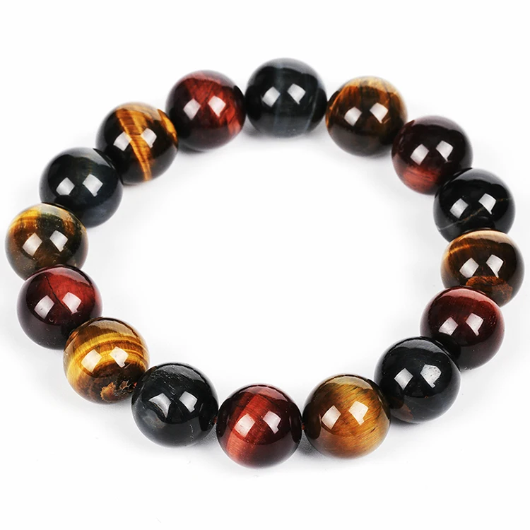 

10MM Color Tiger Eye Prayer Stone Point Bead Chain Crystal Bracelet