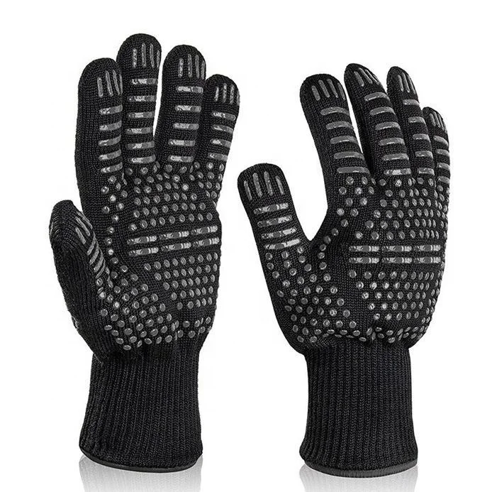 Wholesale Long Waterproof Non-Slip Silicone Cooking Grilling Gloves Heat Resistant Gloves BBQ Kitchen Silicone Oven Mitts