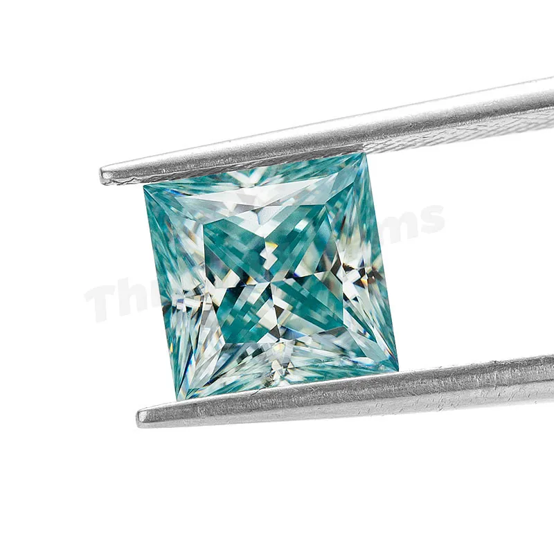 

Thriving Gems Hot Sale Stone Moissnaite Diamond Loose Aqua Blue Princess Cut Moissanite Gemstone