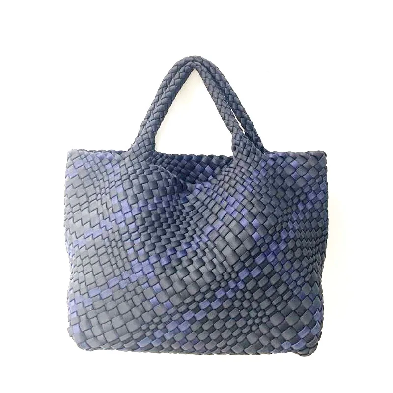 

Customized Woven Neoprene Tote Bag with Pouch High Quality Women Woven Handbag Summer Beach Bag, As picture