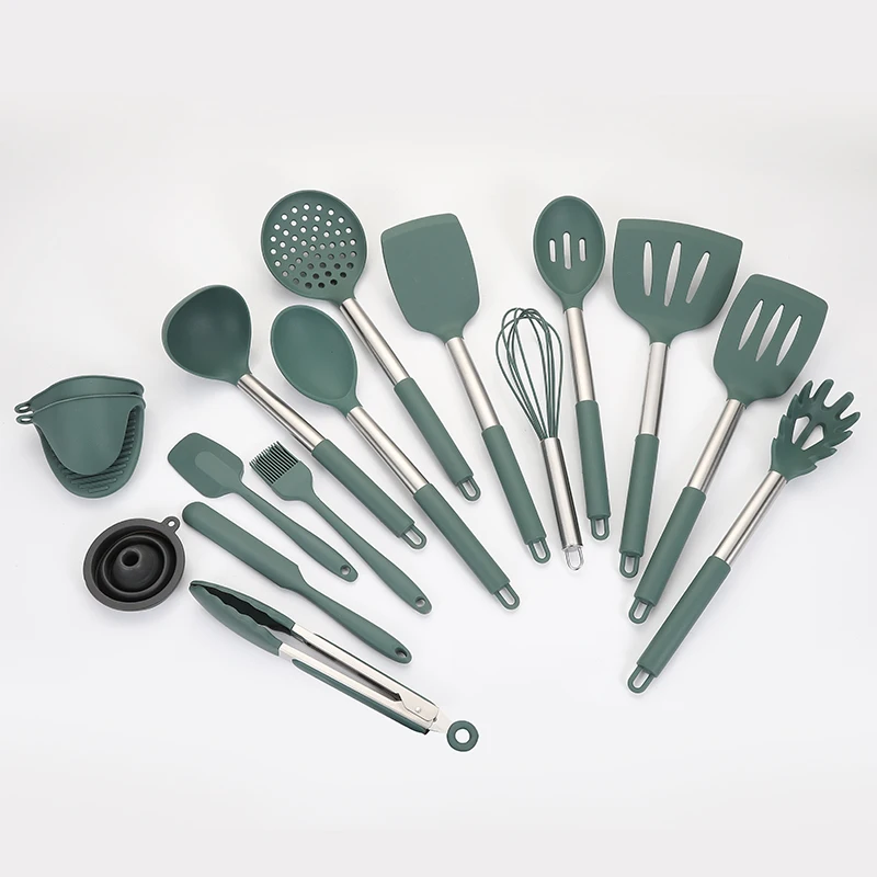 

17 piece silicone utensil set kitchen gadgets cookware sets
