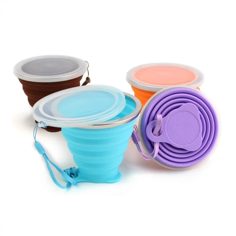 

270ML Colorful Telescopic Collapsible Drinking Silicone Folding Cup, Red,orange,blue,green,purple,pink,grey,white