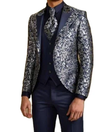 

2021 Latest Pattern Wedding Men Suits Costume Homme Mariage Slim Fit Terno Masculino Blazer Prom Party Groom Bridegroom 3 Pcs, Custom made