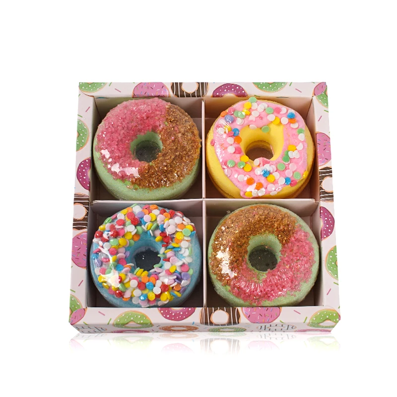 

Private label vegan organic kids fizzy bubble donut bath bombs gift set