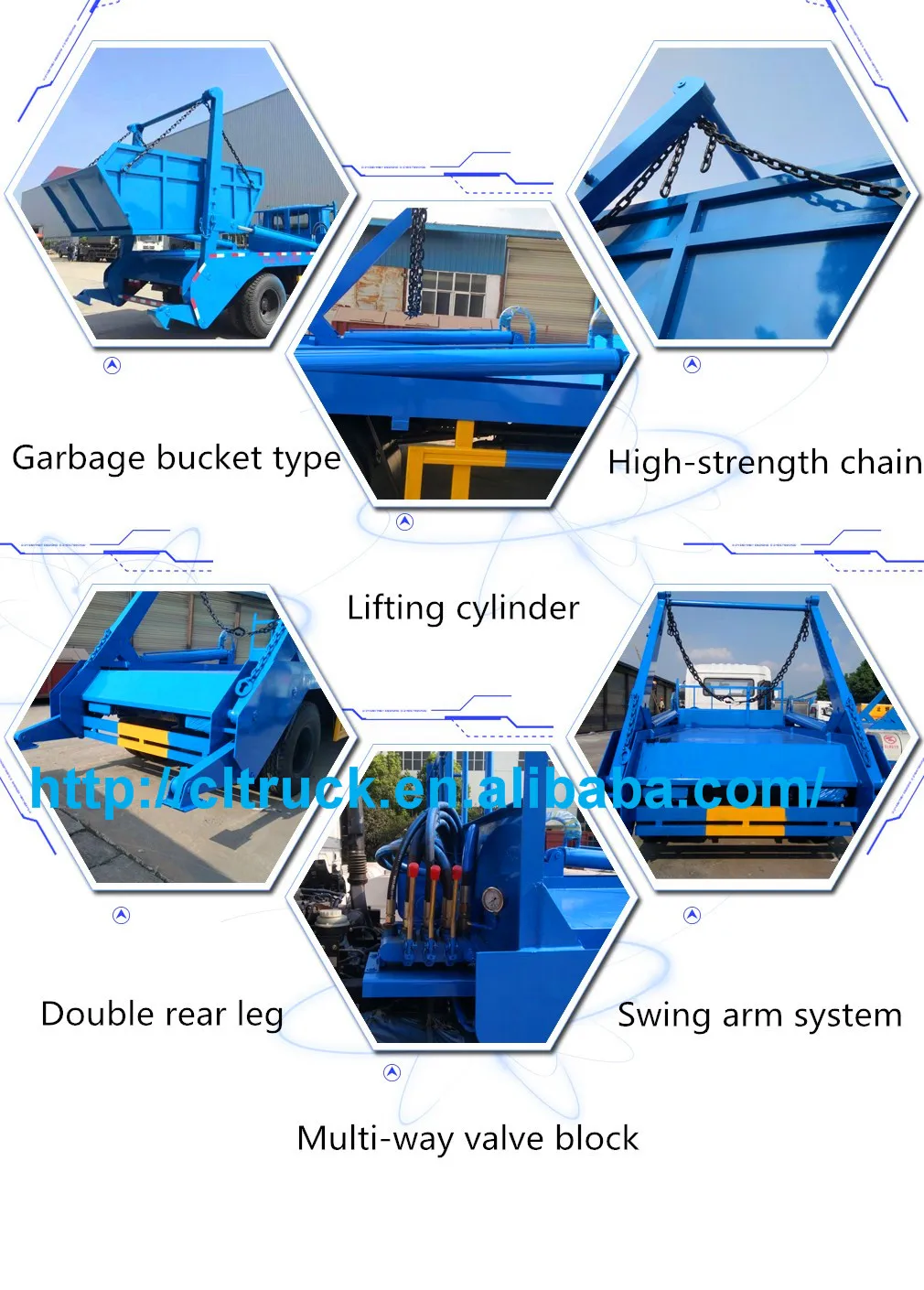 8m3 Truck Skip Bin Loader Small Garbage Truck With Bins Skip Loader