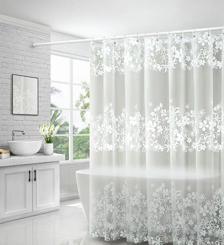 

Water Proof and Mould Proof Shower Curtain Thickening Floral Quick-dry Bath Curtains PEVA Quick Drying Showering Curtain