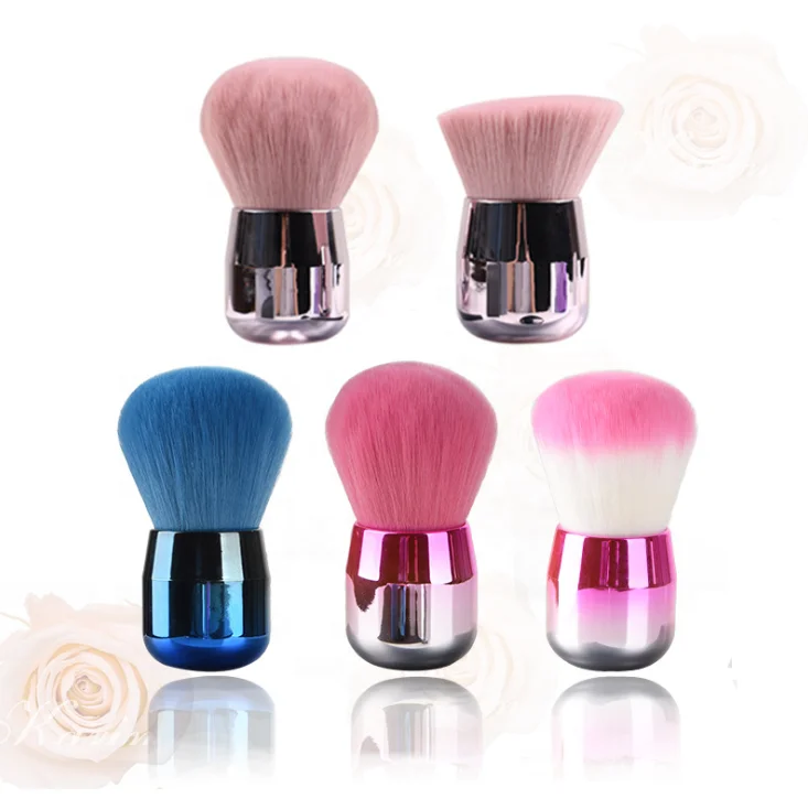 

Portable Kabuki Single Gradient Pink Flat Makeup Brush Mushroom Head Loose Powder Concealer Brush Cosmetic Brush