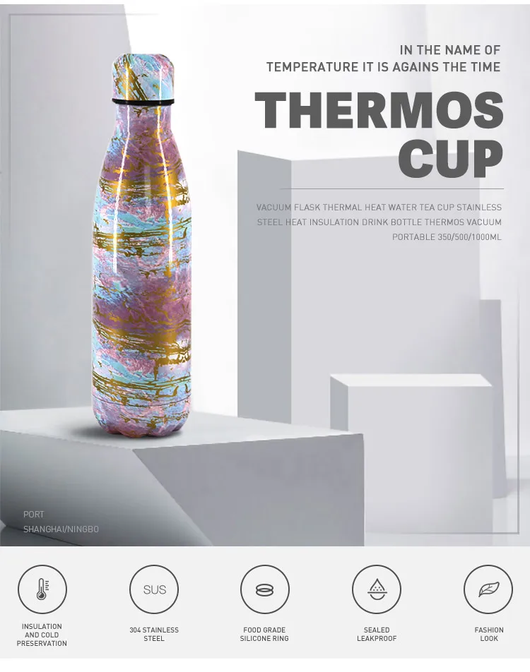 Stainless Steel Vacuum Insulated Leak-proof Sports Water Bottle Double Walled Reusable Metal Cola Shape Thermos