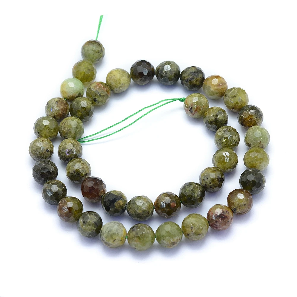 

PandaHall 10mm Faceted Round Natural Green Garnet Beads