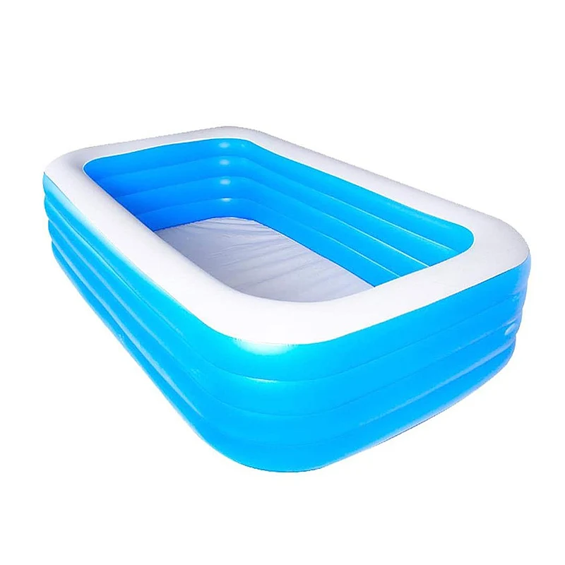 

Three Rings Blue and White PVC Inflatable Family Swimming Pool Outdoor, Multi