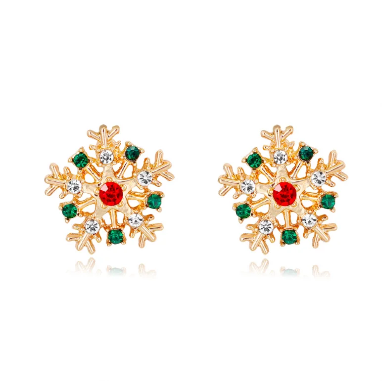 

Latest design Christmas Jewelry Beatiful mini gold rhinestone snowflake earrings, Multi