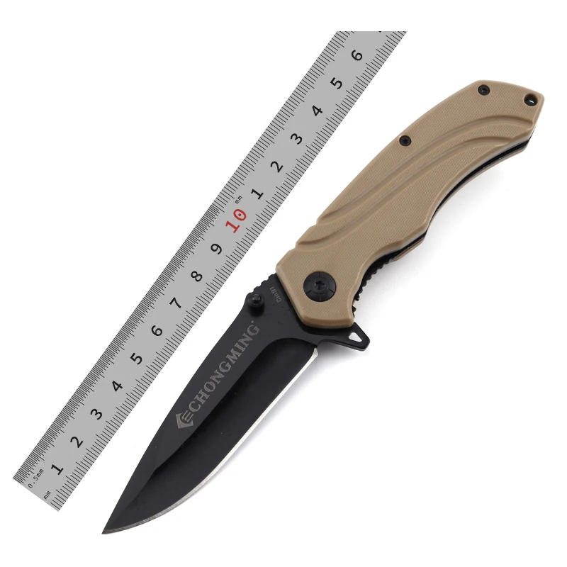 

Ready to ship cheap custom combat outdoor hunting camping folding knife for pocket plastic handle