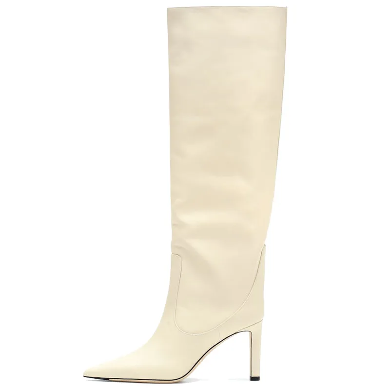 

8cm Sexy High Heels Winter Fashion Wider Stiff Tube Women Knee High Boots, Can customized color
