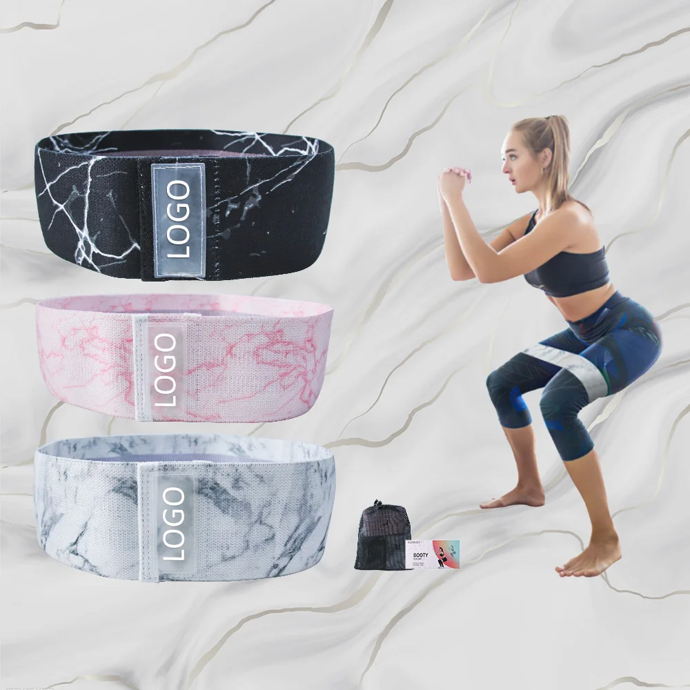 

Low MOQ Custom Printing Fabric Cotton Resistance Glute Band Elastic Loop Workout Fitness Exercise Bands Set for Yoga, 20 colors or customized