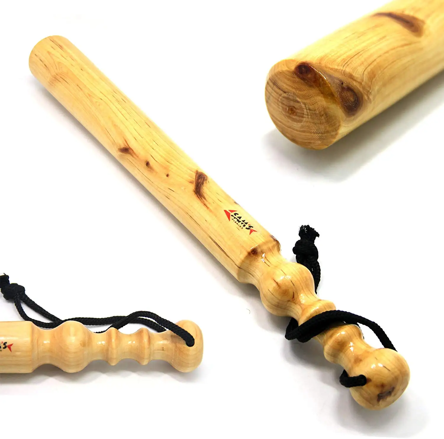 

SAMSFX Kayak Wooden Fish Wacker Bat Fishing Priest Billie Club (14-Inch / 175g) Natural Wood Color Varnished