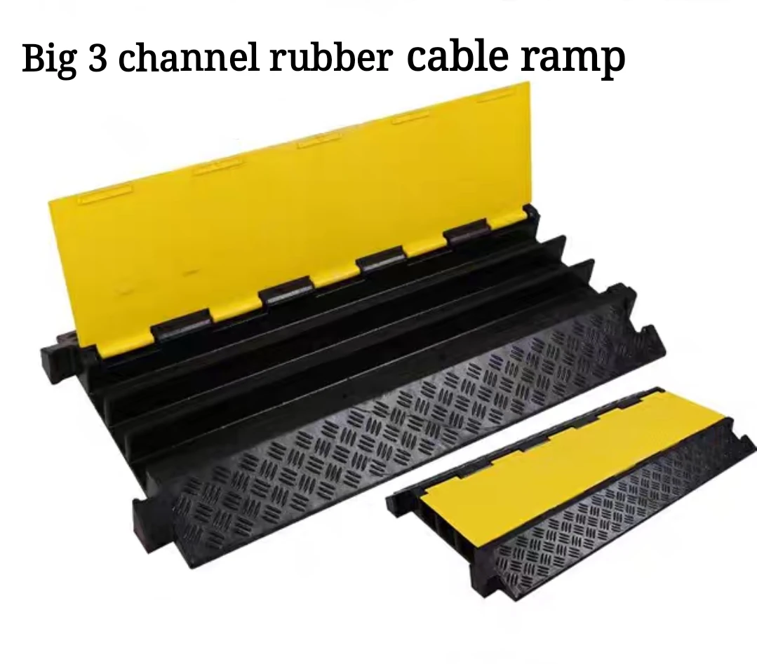 Hot Sale Driveway Wire Protector 3 Channel Car Rubber Cable Ramp For