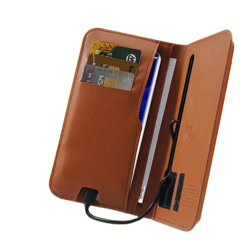 

Promotions Pu Leather Card Slots Wallets With Power Bank Wireless Charging Card Wallet Mobile Phone Charger wallet