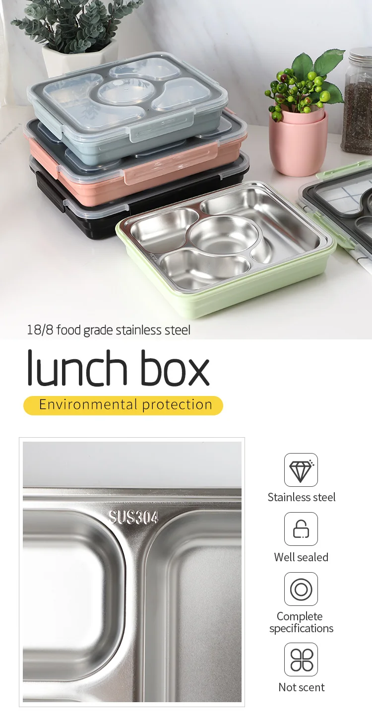 Meal Prep Containers 4 Compartment Food Box Plastic Insulated Food Warm