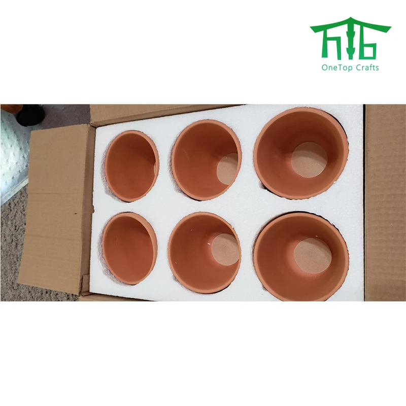 Multi Sizes Terracotta Flower Pot Clay Planter Cylinder Pot With