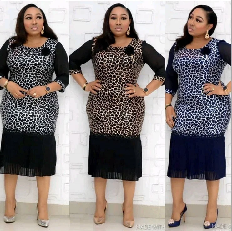 

African office dress formal extra large size women's pleated pencil dresses