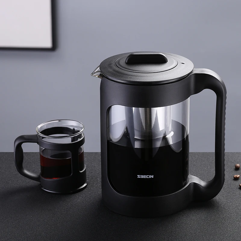 

1500ml Larger handle eco round cold brew carafe bottle with filter