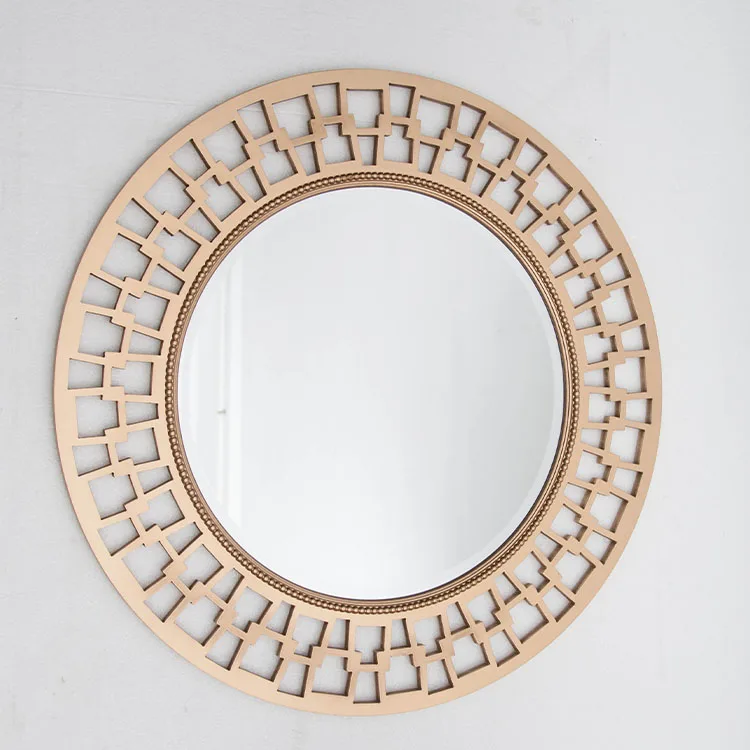 81*81*2cm Simple Style Bathroom Circle Framed Wall Mirrors Durable Generous Decor Natural Color Wall Mirror for Living Room