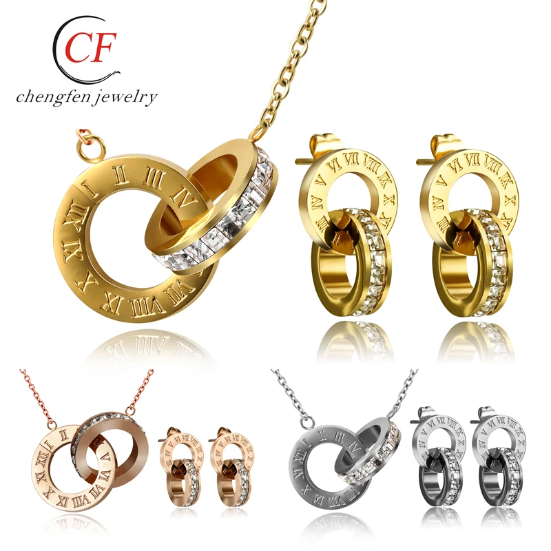 

Not Trend Double Ring Couples Pendant Jewelry Engraving Roman Numerals Zircon Necklace Jewelry For Gift Or Luv Ones