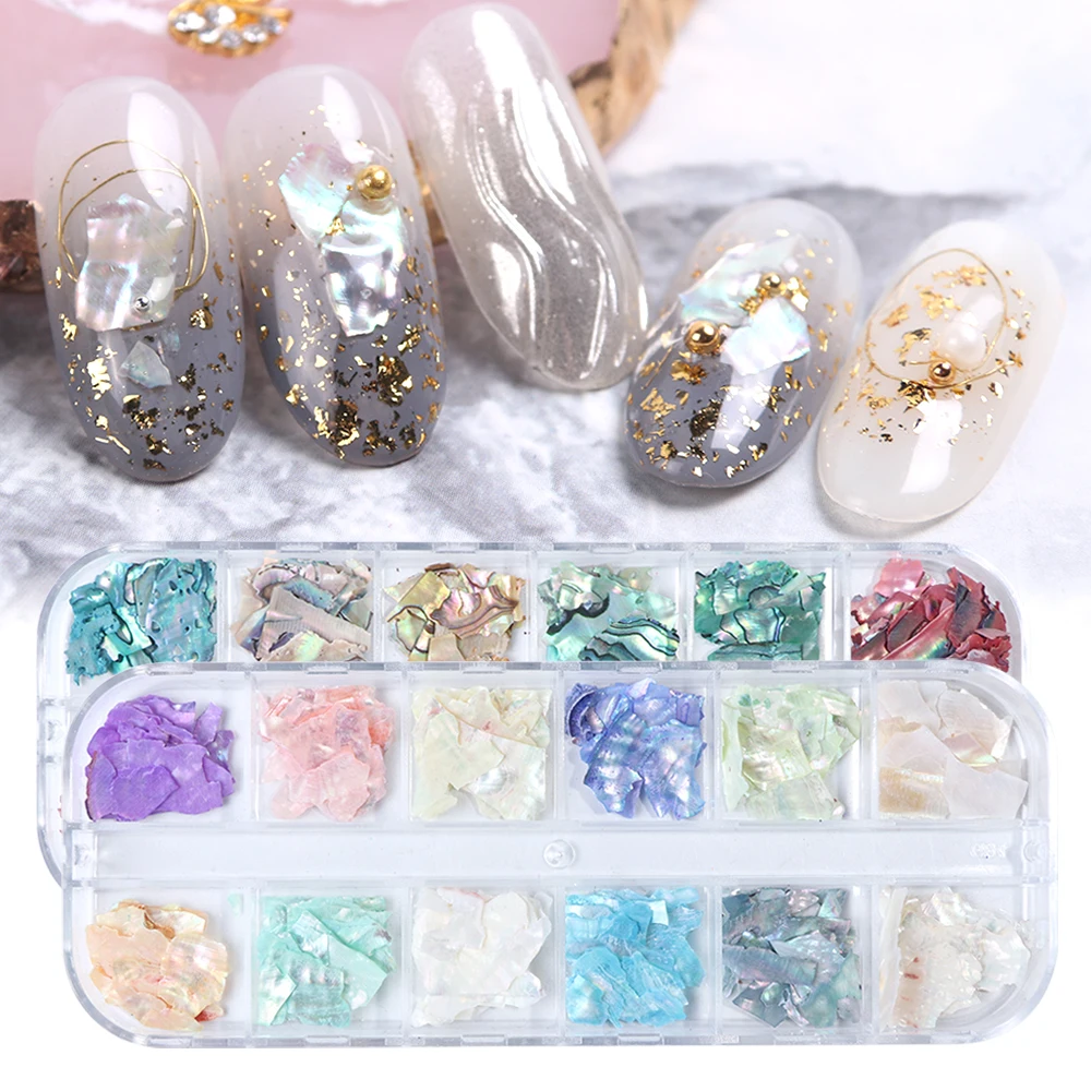 

Japanese Style Holographic Sea Shells Nail Glitter Flake Pearl Sparkly Sequins Nails Art Decor 3D Summer Manicure Slice, Holographic chameleon