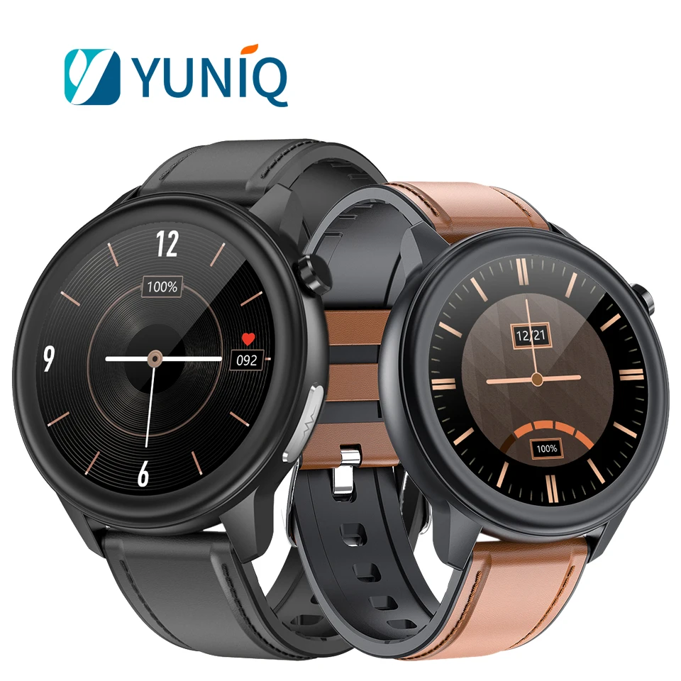 

Luxury Business Leather Smart Watch E80 Relojes Body Temperature SPO2 PPG ECG Heart Rate Monitor IP68 Waterproof Smart Band