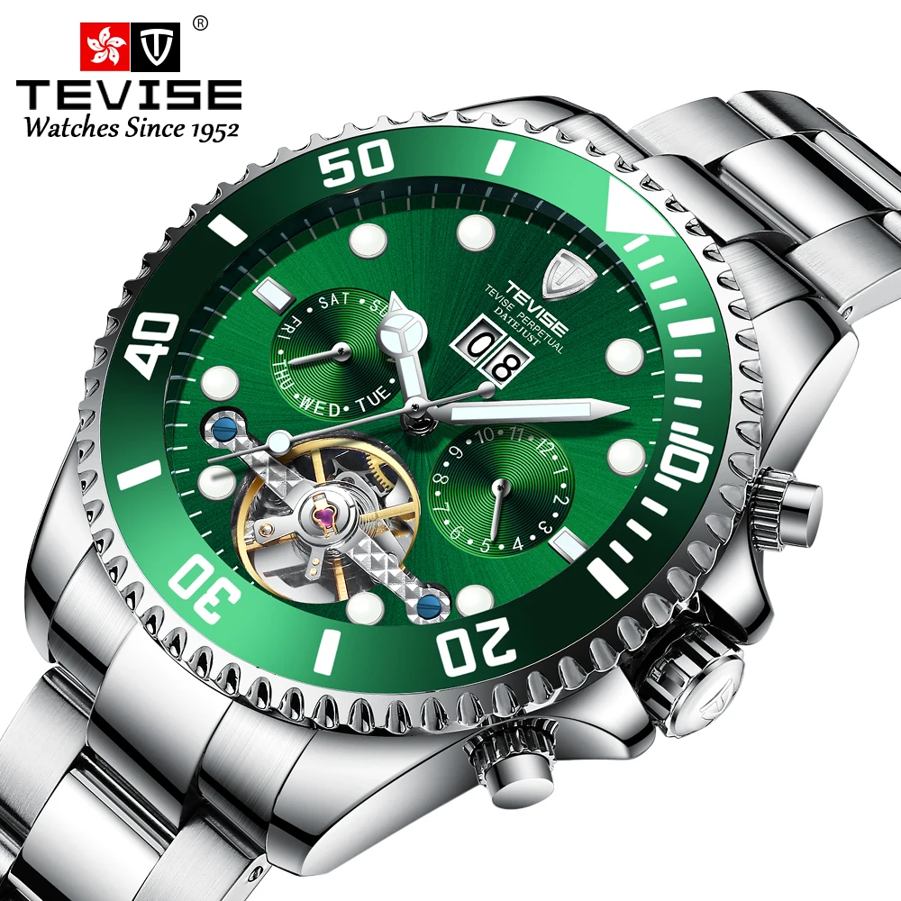 

Hot selling TEVISE men's multi-functional automatic calendar mechanical high quality business waterproof watch, 6 colors