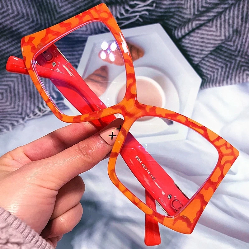 

0564 Irregular Oversized Bow Cat Eye Anti-blue Light Eyeglasses For Women Fashion Candy Color Computer Glasses Frame Female