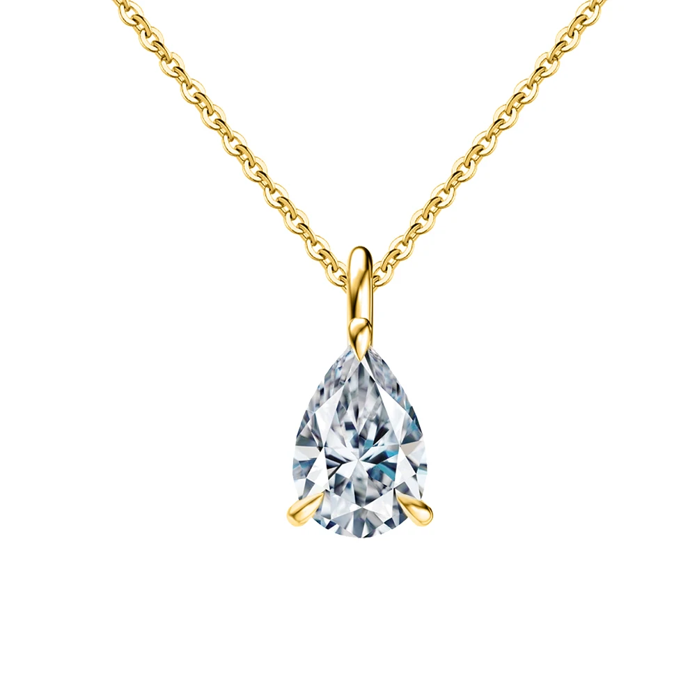 LZN04 RINNTIN Tiny Pendant Necklace Custom Jewelry Necklace 925 Silver Water Drop 8A Premium Cubic Zirconia Necklaces
