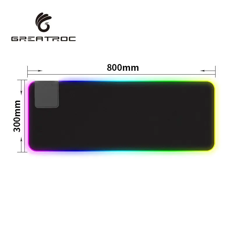 

Great Roc Waterproof blank sublimation roll rubber material 15W wireless charger colorful RGB led large gaming mouse pads xxl, Gray/black/gules/brown/blue