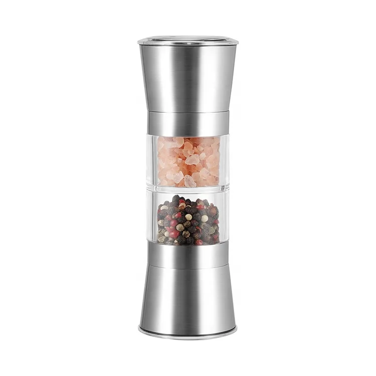 

Domestic 2 in 1 Dual Mill 47mlx2 Transparent Plastic Jar Stainless Steel Top Ceramic Core Spice Grinder