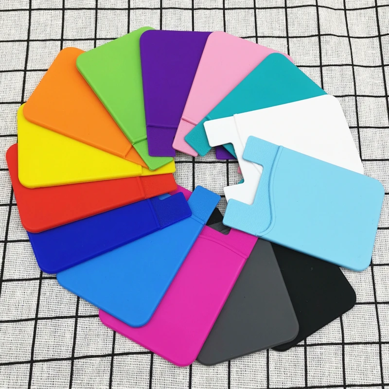 

2020 New Custom Logo Printed Silicone Phone Wallet with Stand Cell Phone Silicone Stand Snap Holder wallet With 3m Sticker, Any color