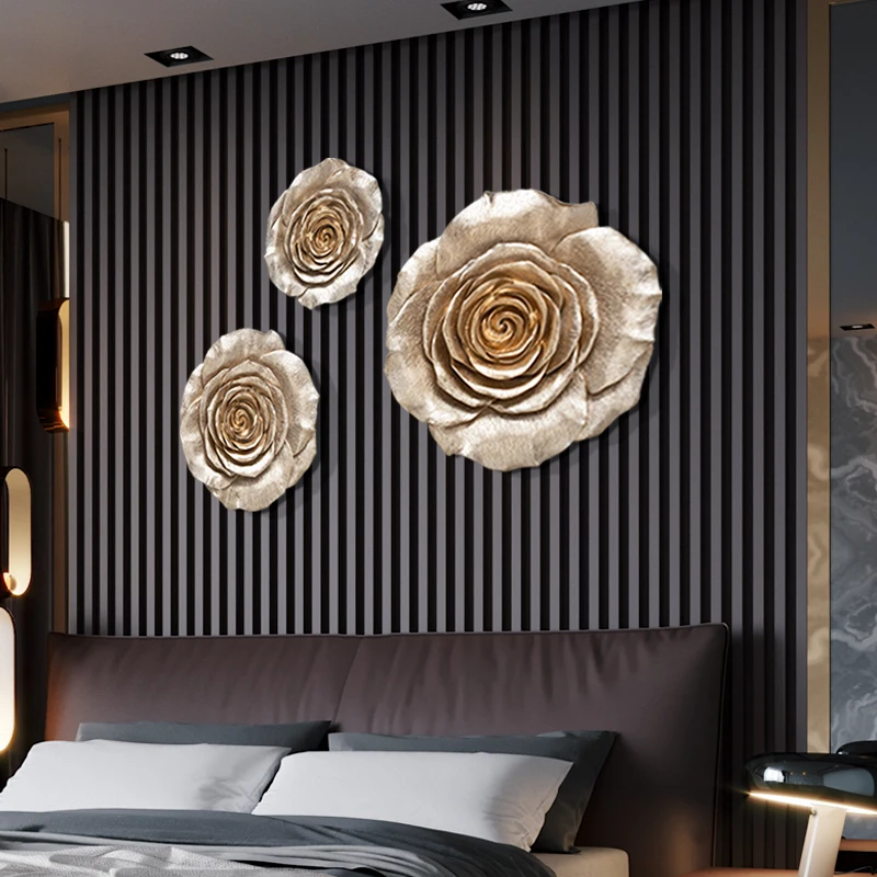 

3D Fashion Gold Flower Handmade Wall Decor DIY Flower Home Wall Art Flower Iron Metal Decoration Wall Art