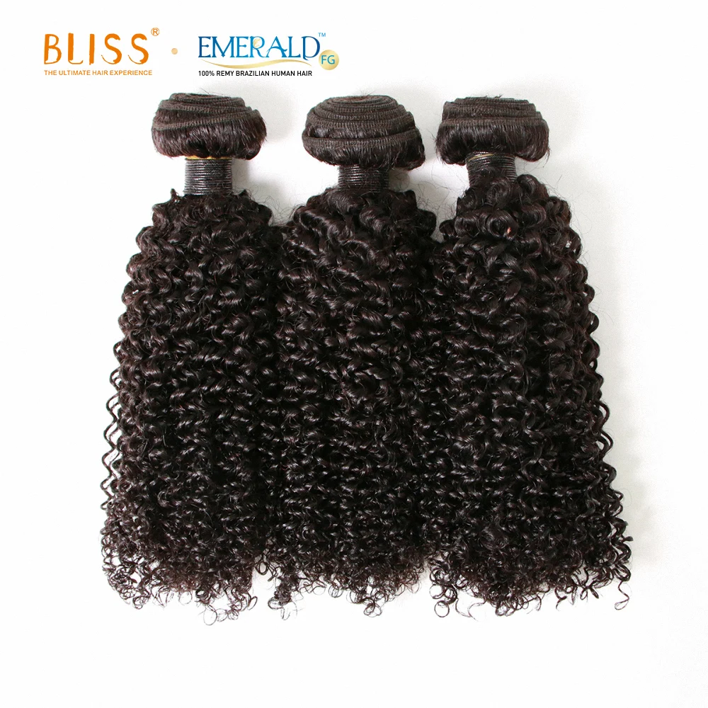 

Bliss Emerald 3 In 1 Packet Hair Long Lasting Baby Deep Kinky Curly 100% Brazilian Human Hair 3 Bundles In a Packets