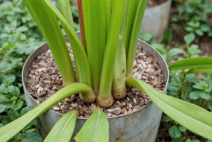 Illustration showing proper technique for harvesting ginger rhizomes without damaging the entire plant