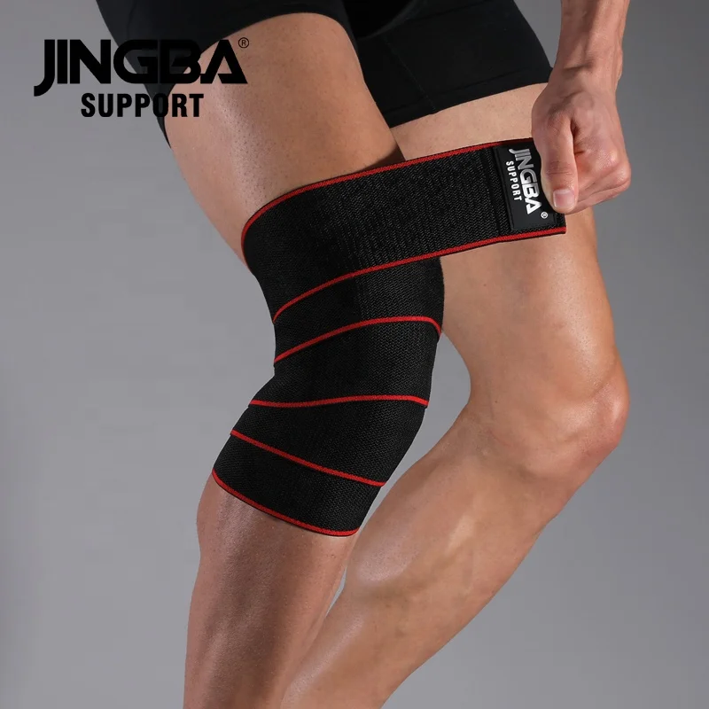 

JINGBA SUPPORT 2022 NEW 3324 Extra Long Elastic Knee Brace Compression Bandage Brace Support Sports Knee Wraps, Red blue orange green