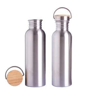 Image of Stocked no minimum Most popular no minimum sport single wall 304 18/8 stainless steel bottle with bamboo lid