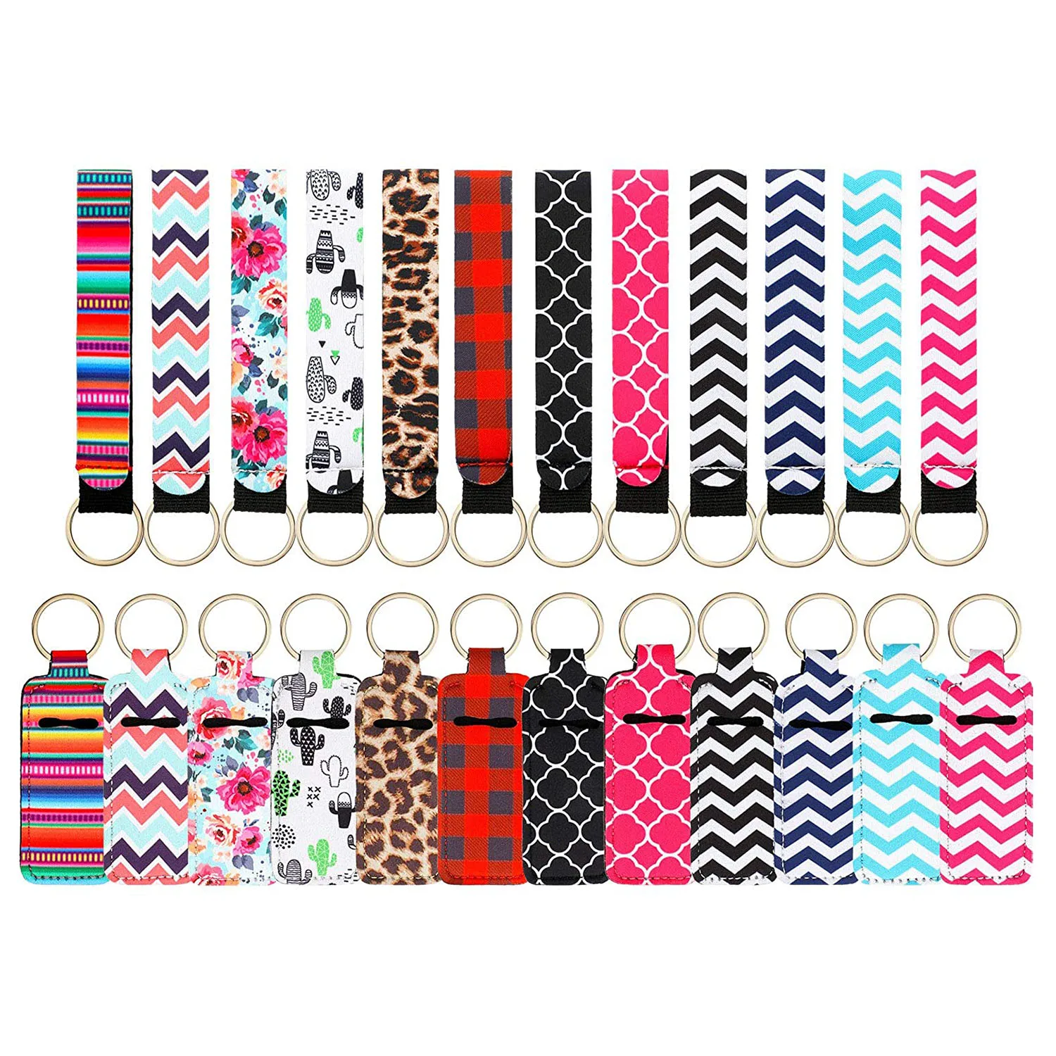Chapstick Holder Keychains Neoprene Wristlet Keychain Lanyards Lipstick