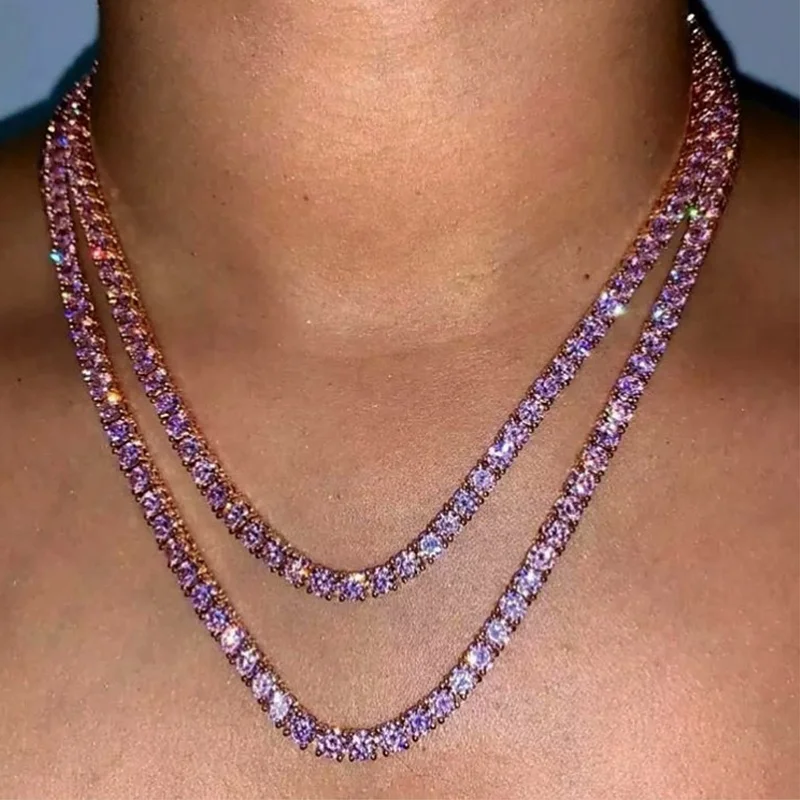 

StoneFans Iced Out Bling Zircon Tennis Initial Necklace Women Elegant Choker Necklace Jewelry Gifts