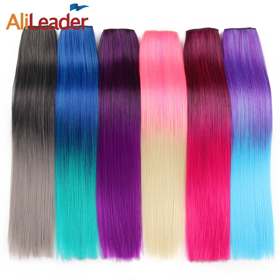 

AliLeader Top Selling Wholesale Price Long Straight Clip In Hair Wave 22" 120G Synthetic 5 Clips In Hair Extension