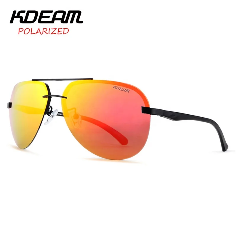 

KDEAM 2019 new design polarized sunglasses fashionable magnesium aluminium rimless gold sunglasses, Custom colors