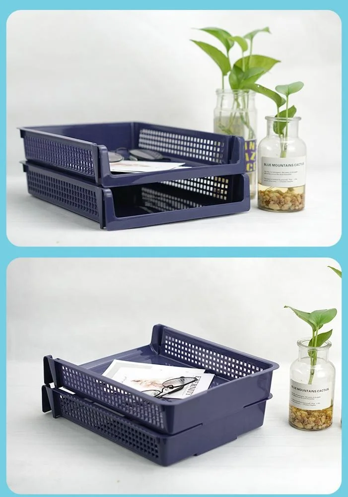 
plastic storage organizer office desk file tray with customizable logo 